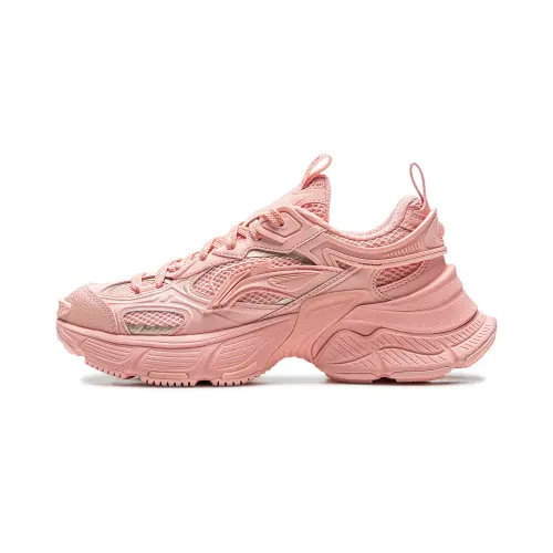 Li Ning Xingji Cushioning Slip Resistant Abrasion Resistant Breathable Low top Chunky Sneakers Women's Pink Orange
