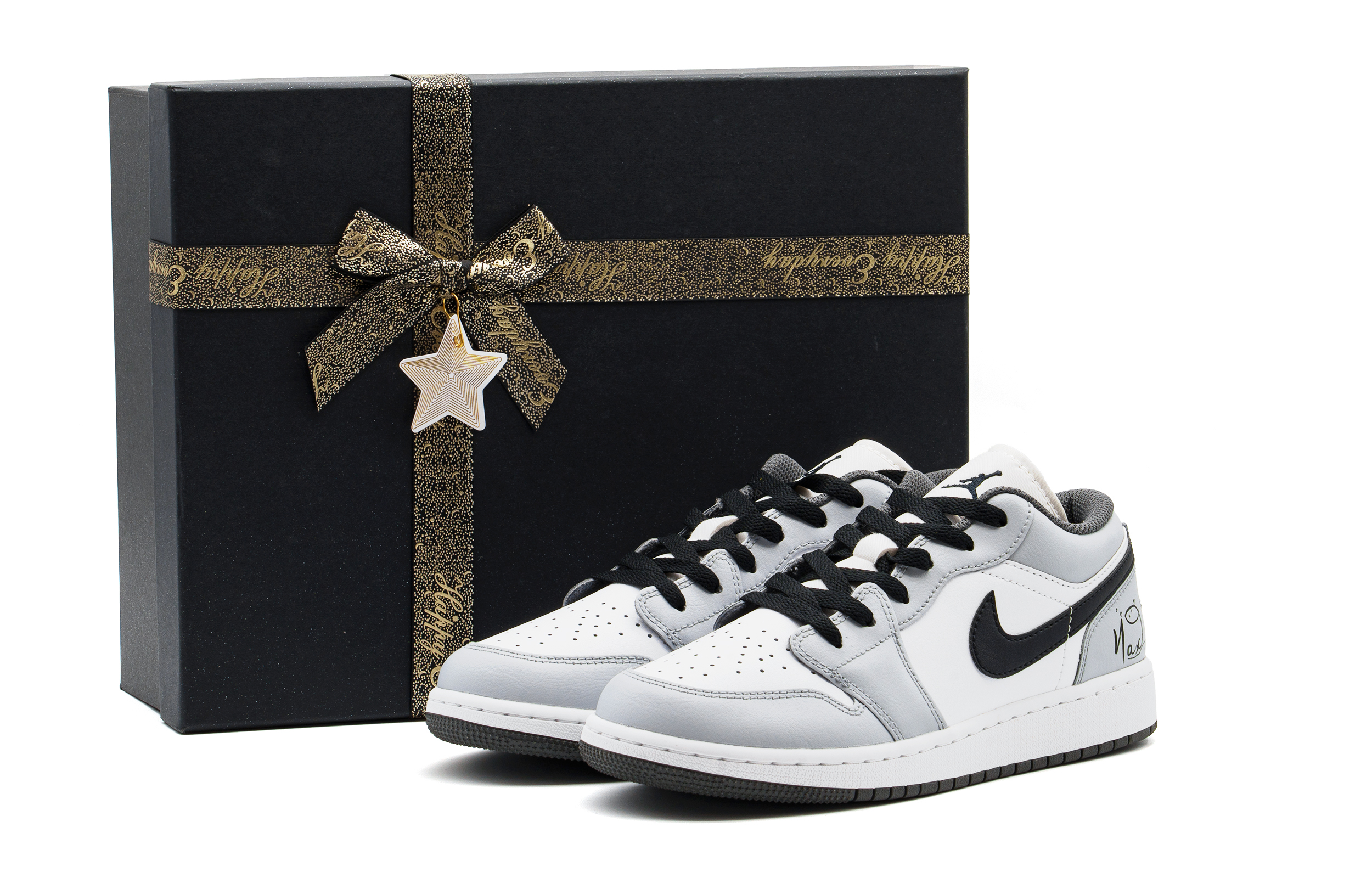 Jordan Air Jordan 1 Cushioning, Wear Resistant Low top Vintage Basketball Shoes Unisex Gray