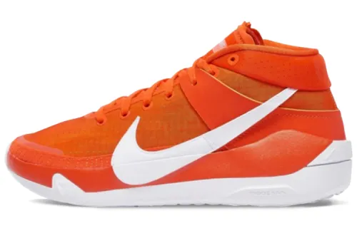 Nike KD 13 TB Promo Durant round toe lace-up, synthetic leather TPU, shock-absorbing, non-slip, wear-resistant, wrapped, supportive and rebound, mid-top basketball shoes, men's model, orange, foreign version