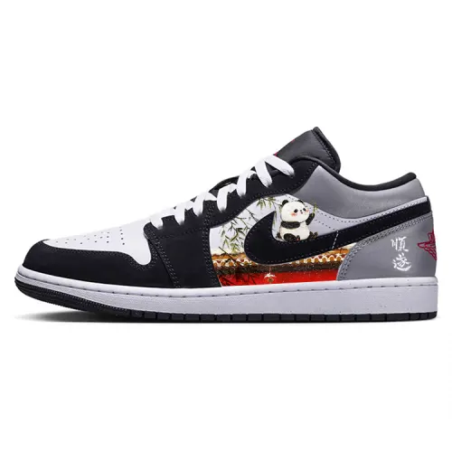 Jordan Air Jordan 1 Low Chinese Style, Snowflake Panda Abrasion Resistant Slip Resistant
