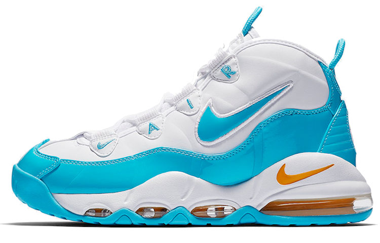 Nike Air Max Uptempo 95 Blue Fury patent leather cool versatile high-top retro basketball shoes men's blue and white