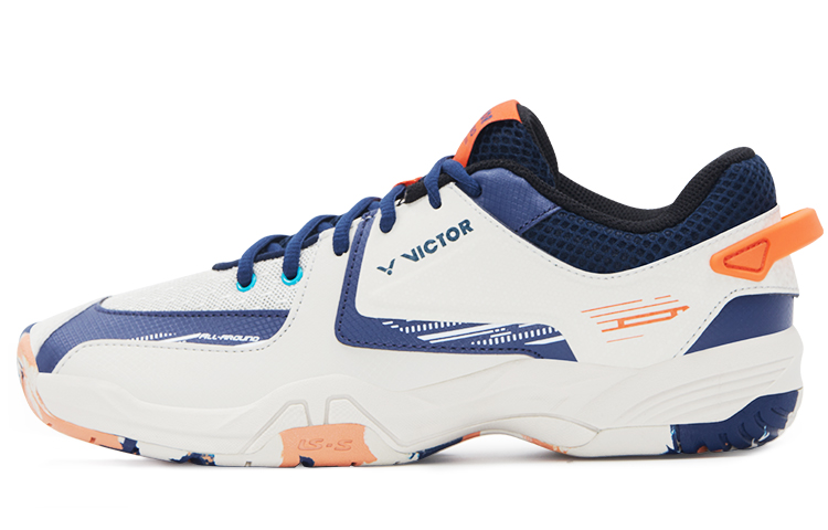 VICTOR Slip Resistant Abrasion Resistant Low top Badminton Shoes Unisex Khaki Navy Blue
