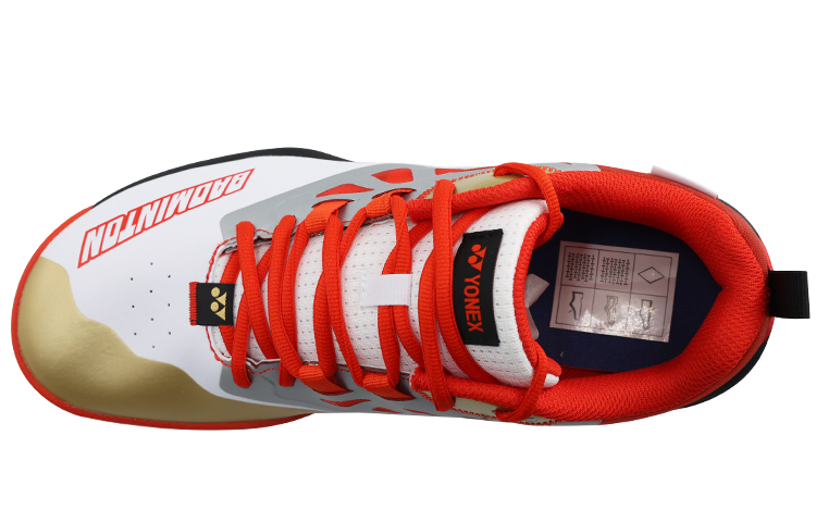 YONEX Textile, Synthetic Leather Cushioning Slip Resistant Abrasion Resistant Low top Badminton Shoes White Red