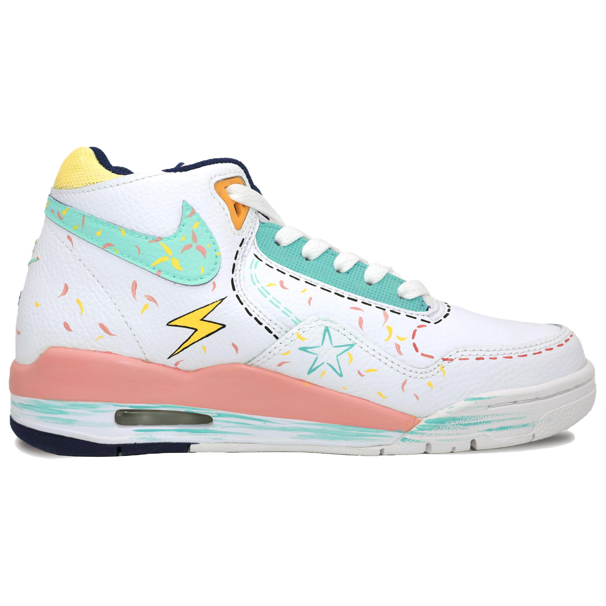 Nike Flight Legacy Mid top Basketball Shoes Unisex White Cyan