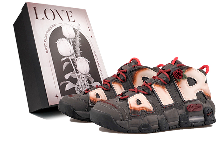 Nike Air More Uptempo RISK Ash Rose Mid top Vintage Basketball Shoes Women’s Black Red