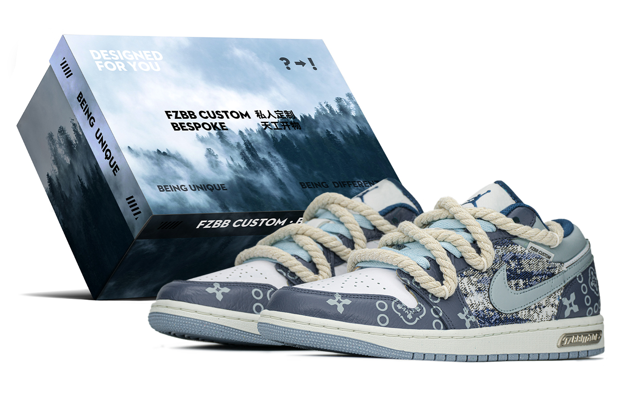 Jordan Air Jordan 1 Height Increasing Height Increasing Low top Vintage Basketball Shoes Men's Blue White