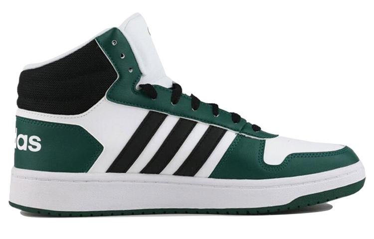 Мужские кроссовки adidas Hoops 2.0 mid (черно-зеленые) — фото 2