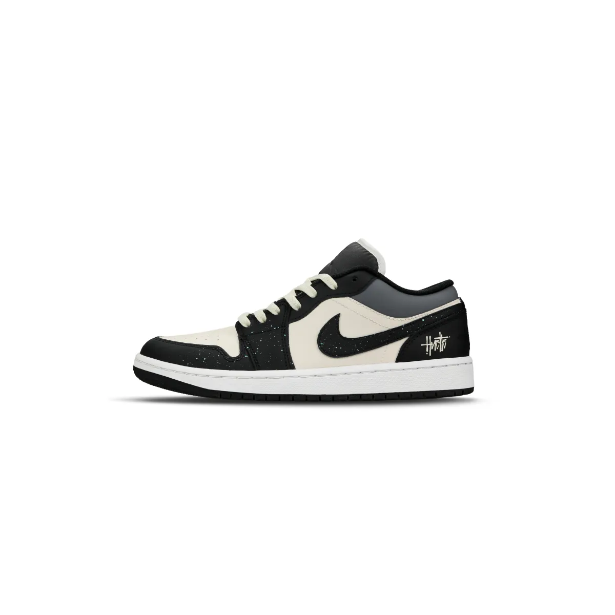 Jordan Air Jordan 1 Abrasion Resistant Abrasion Resistant Low top Vintage Basketball Shoes Unisex Black Rice Gray