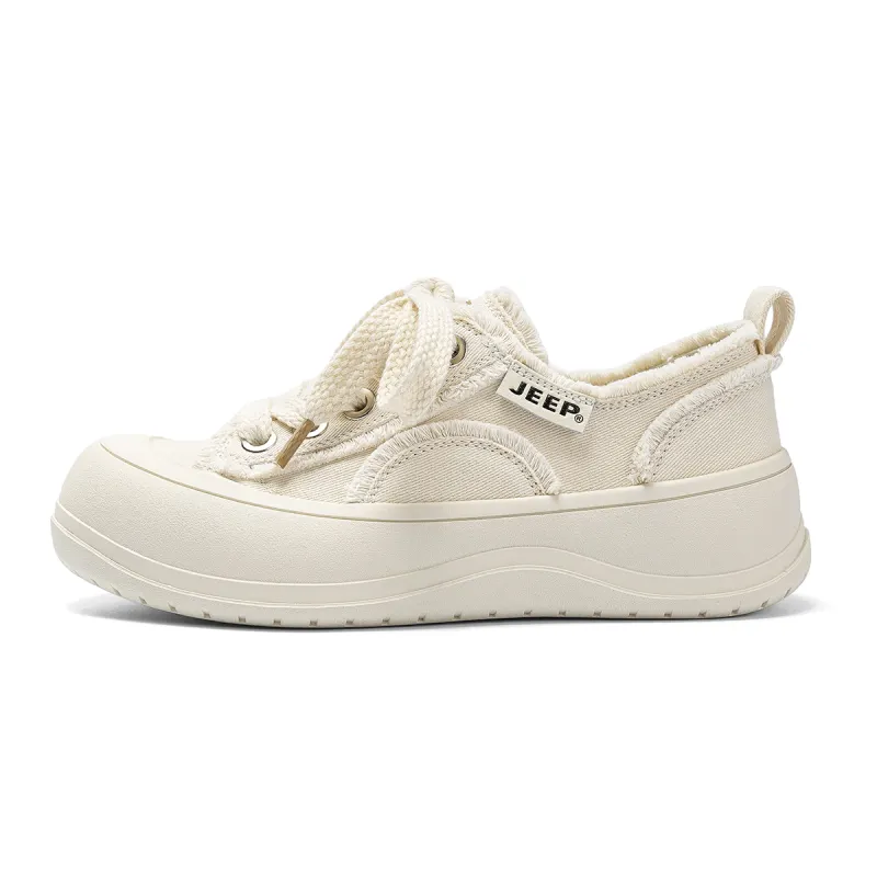 JEEP SPIRIT Wear resistant And Lightweight Low top Canvas Shoes Women's Ecru