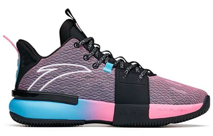 ANTA Basketball Shoes Men’s Mid Top Black/Pink/Blue