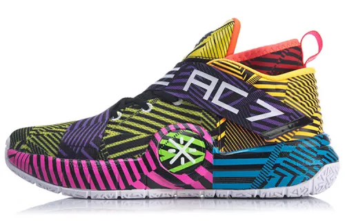 LiNing Li Ning All City 7 Series Shock Absorbing Anti-Slip Wear-Resistant Mid-top Basketball Shoes Men's Yellow Blue