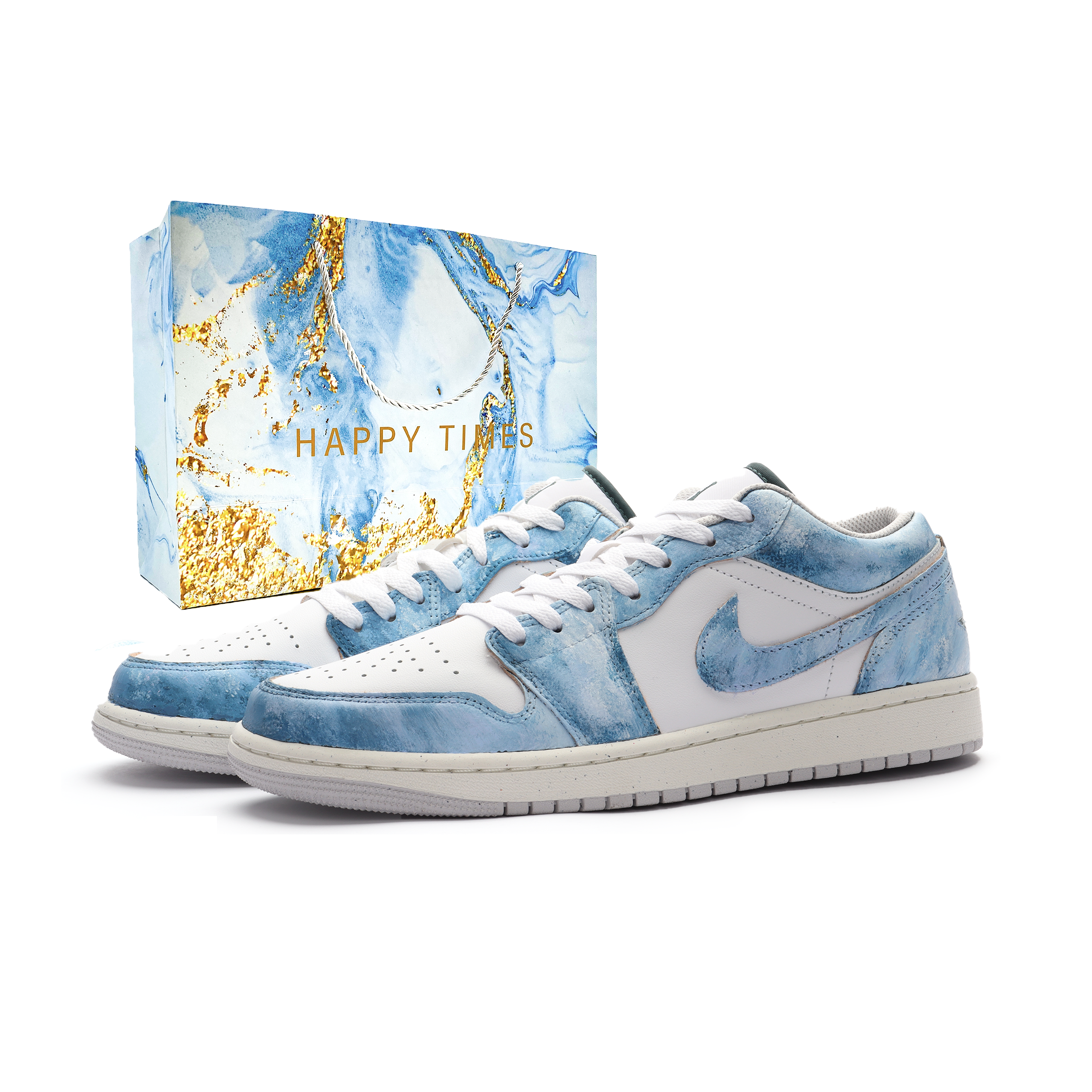 Jordan Air Jordan 1 Abrasion Resistant Low top Vintage Basketball Shoes Unisex Blue
