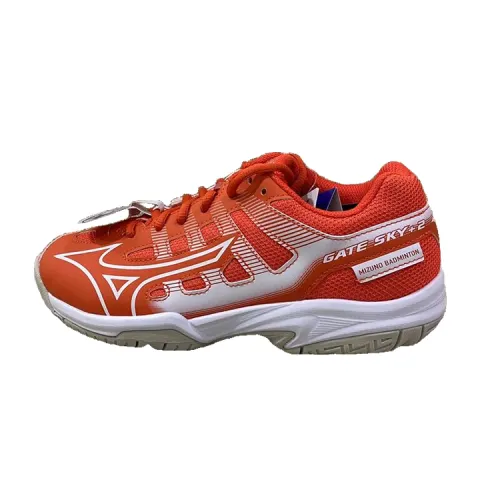 Mizuno SKY Gate Plus 2 Slip Resistant, Abrasion Resistant, Breathable Low top Badminton Shoes Unisex Orange White