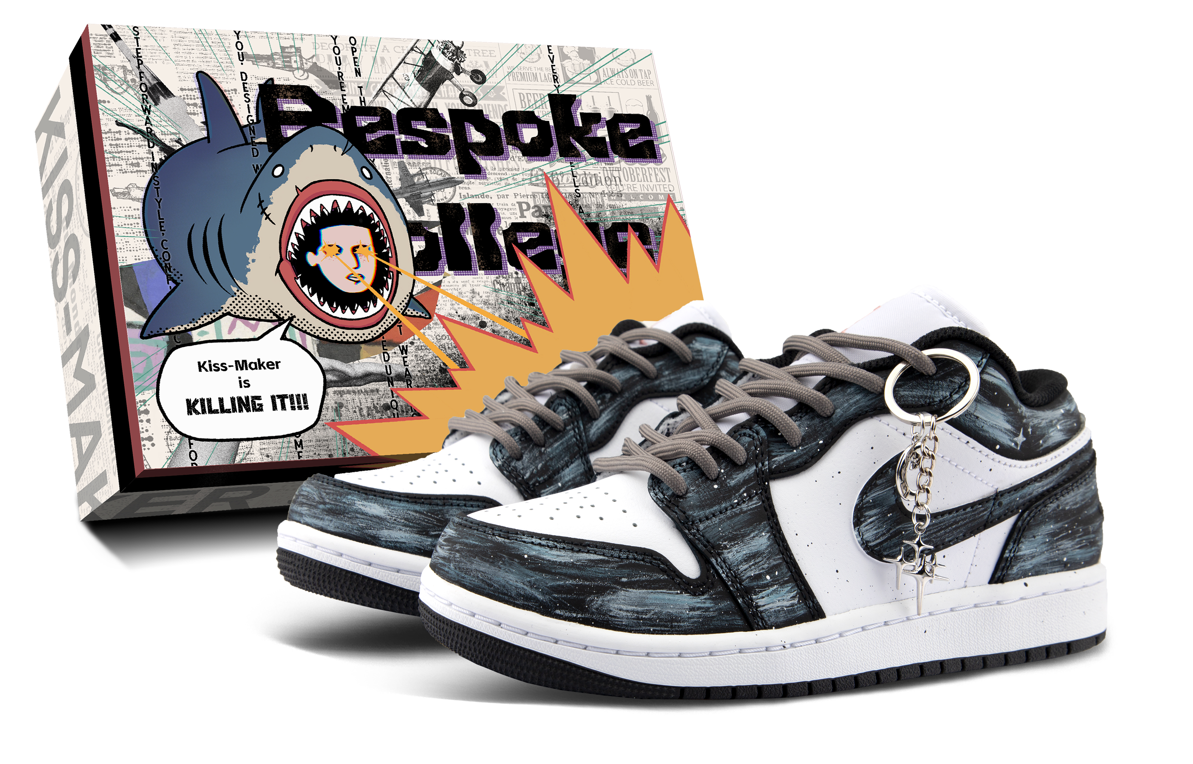 Jordan Air Jordan 1 Leather Cushioning Low top Vintage Basketball Shoes Unisex Starry Sky