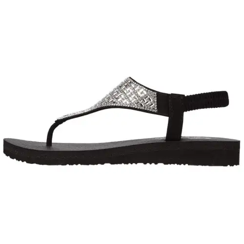 Skechers Meditation One Strap Sandals Low Heel Women's Black