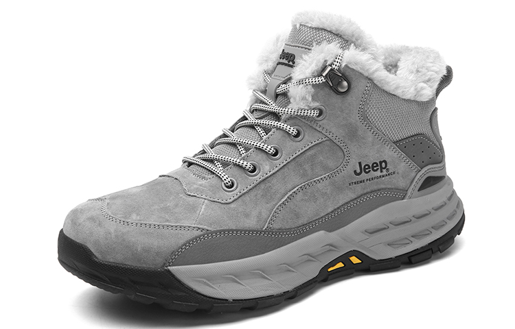 Jeep Fleece Lined Collection, Lightweight Thickened Thermal Slip Resistant Mountaineering Mid top Outdoor Shoes Men’s