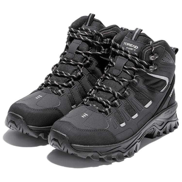 TOREAD Cushioning Slip Resistant High top Mountaineering Shoes Men’s Black Gray