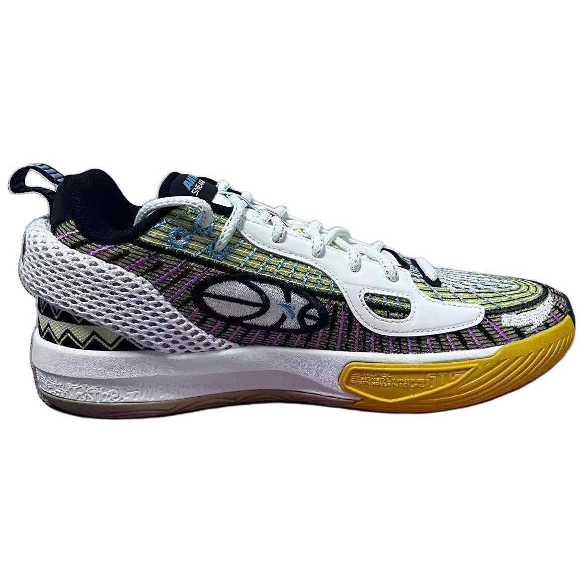 Anta Fengmang 1 Non slip, Wear resistant, Impact resistant Low top Carbon Plate Basketball Shoes Men’s White Yellow