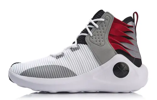 Li Ning Essence Cushioning, Wear Resistant High top Vintage Basketball Shoes Men's Gray White
