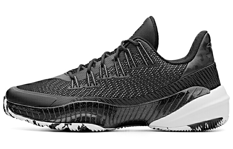 Anta A Shock Cushioning Slip Resistant Abrasion Resistant Low top Basketball Shoes Men's Black White