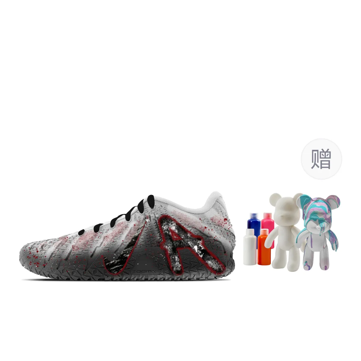 Nike Ja Morant 3 Shadow Of Scarlet, Fluid Bear Abrasion Resistant Low top Basketball Shoes Unisex Gray Red