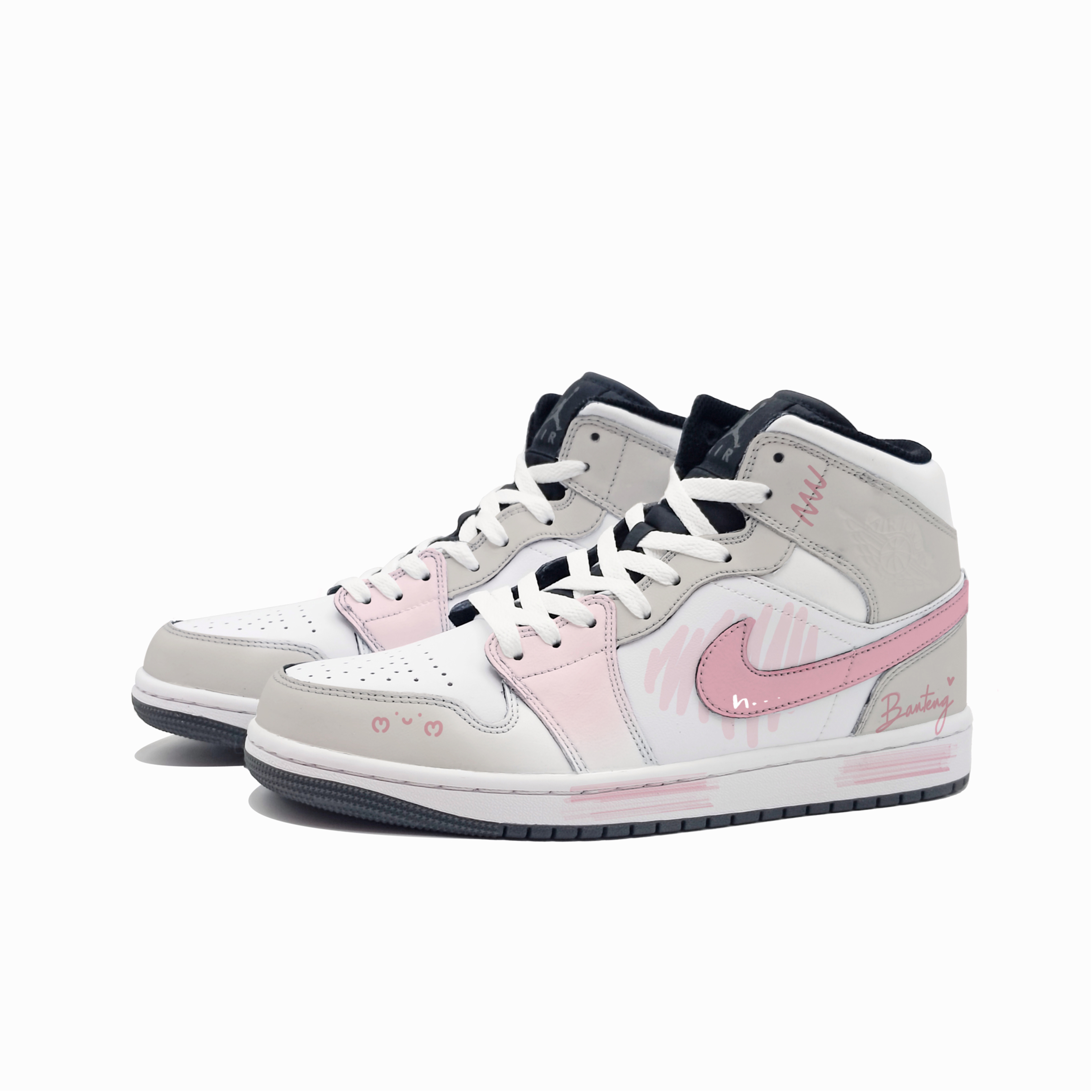 Jordan Air Jordan 1 Sweet Pink Love Trace Abrasion Resistant Vintage Basketball Shoes Unisex Light Coffee Pink