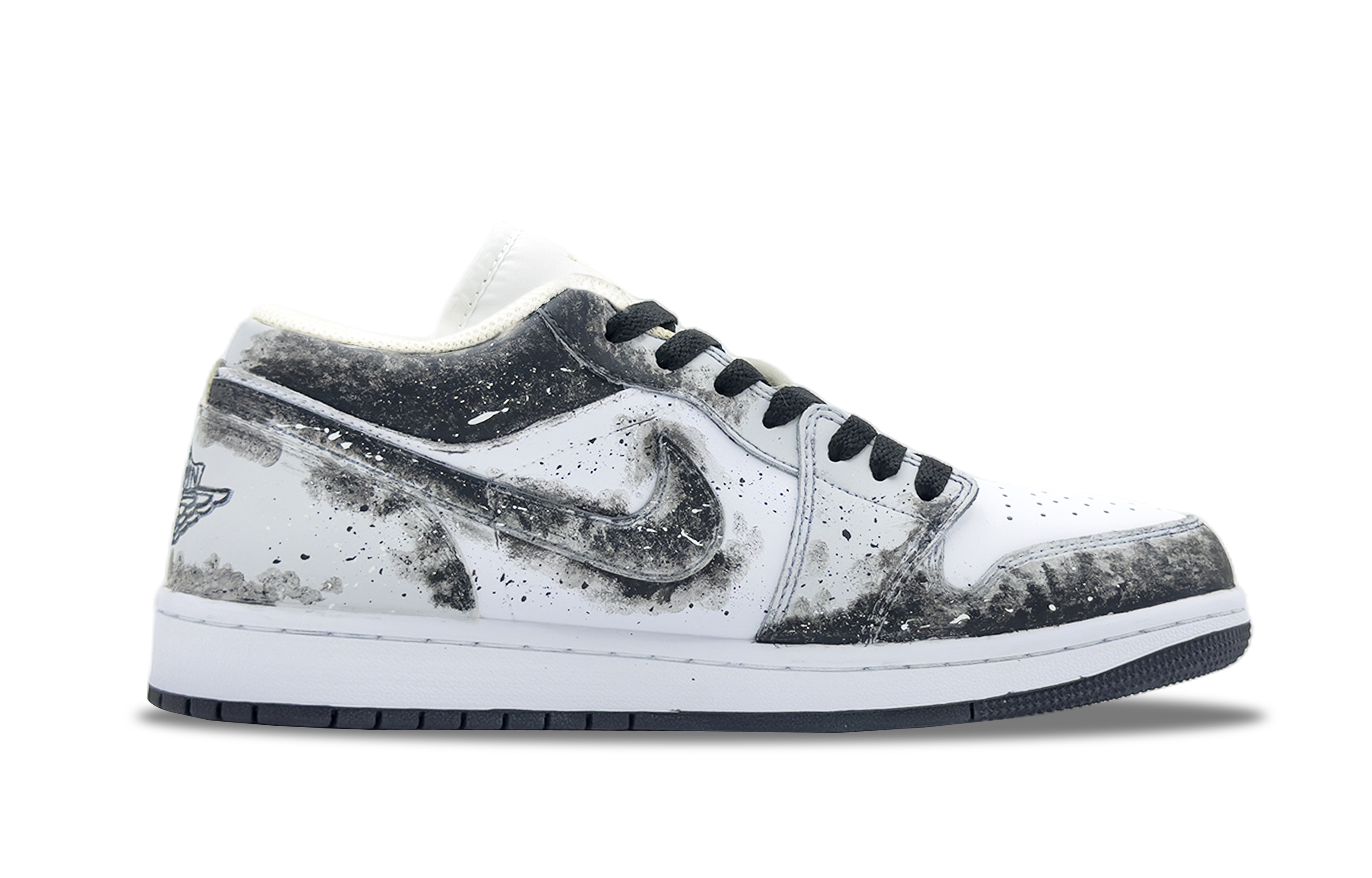 Jordan Air Jordan 1 Funi Meteor Ink Abrasion Resistant Low top Vintage Basketball Shoes Men’s Black White