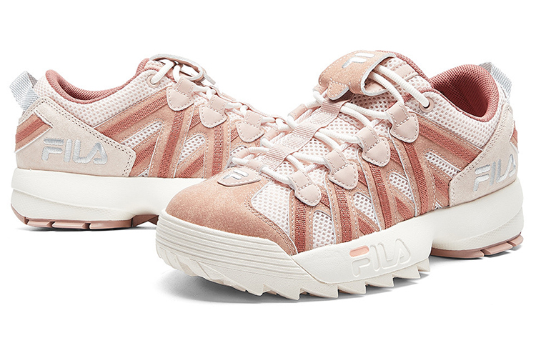 FILA FUSION Spaghetti Textile, Synthetic Leather Low top Vintage Basketball Shoes Women’s Old Rose