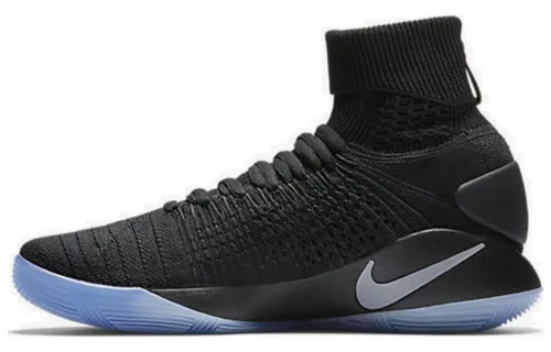 Nike Hyperdunk 2016 Flyknit round toe lace-up non-slip lightweight high-top practical basketball shoes men's black