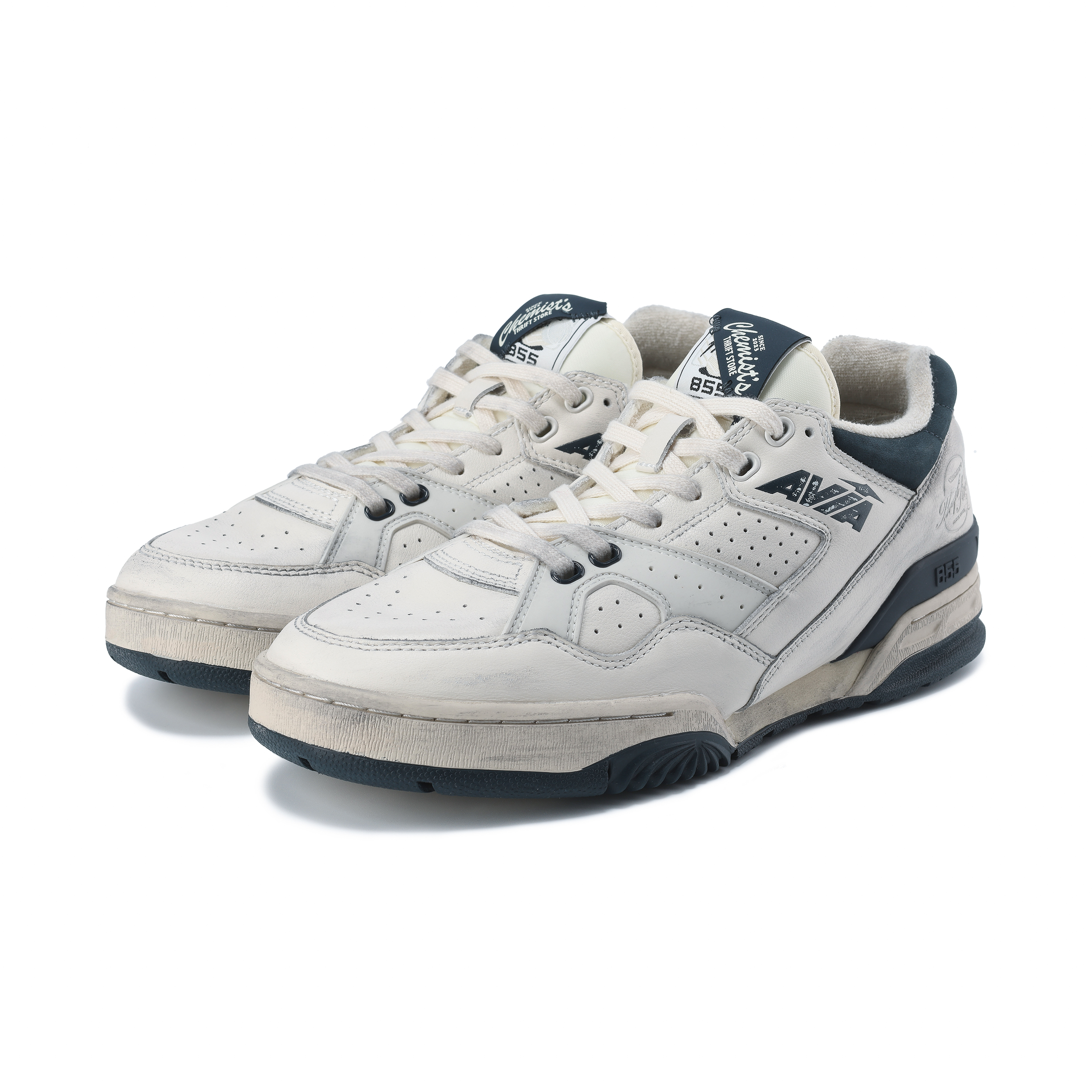 HUAXUEZHIPIN x AVIA 855 Archive By Chemist’s® ThriftStore Low top Vintage Basketball Shoes Unisex White Blue