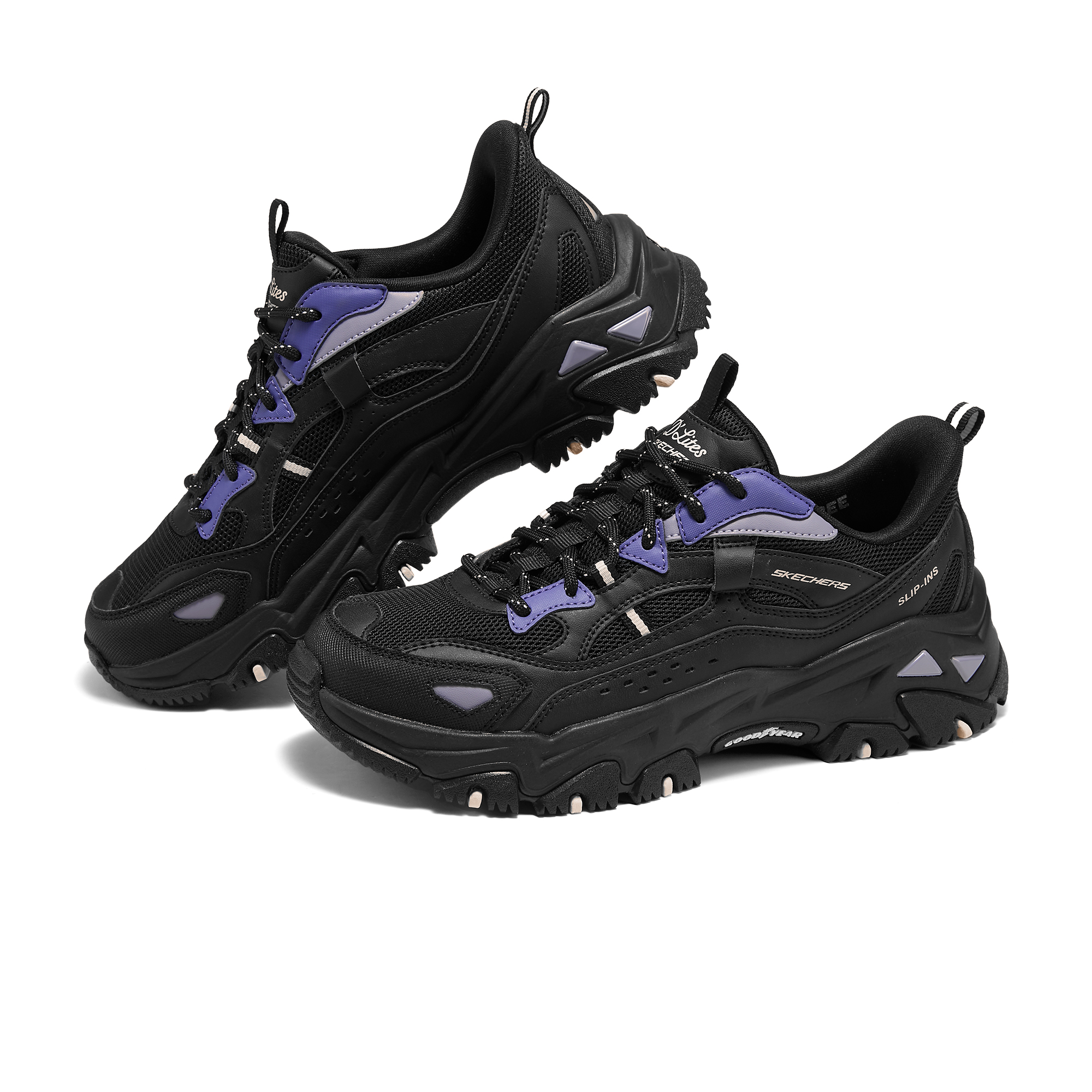 Skechers Abrasion Resistant Low top Casual Shoes Women’s Black Purple