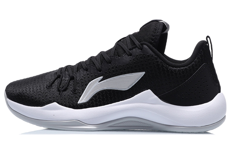 Li Ning Magic Cloud Abrasion Resistant Breathable Low top Basketball Shoes Men’s Black White Fleece Lined