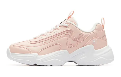 Anta Life Collection Cushioning Slip Resistant Abrasion Resistant Low top Chunky Sneakers Women's Pink White