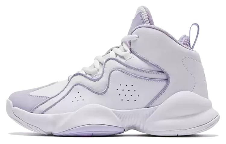 QIAODAN Fleece lined Cushioning Slip Resistant Lightweight Thermal High top Basketball Shoes Women’s White Purple
