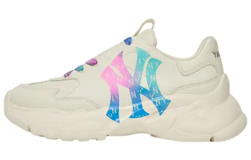 MLB Big Ball Chunky Abrasion Resistant Breathable Low top Chunky Sneakers Unisex Off White Color