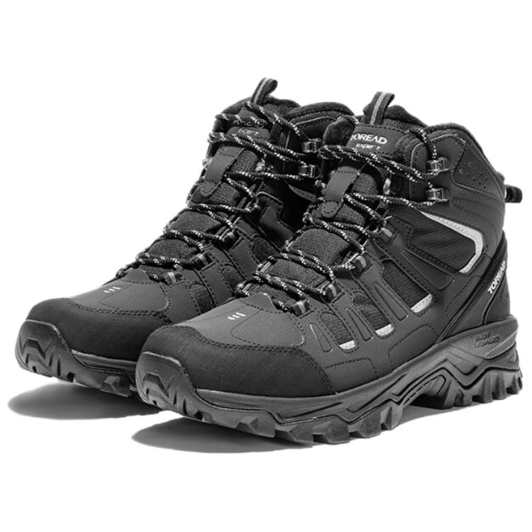TOREAD Outdoor Fleece Lined Sports Slip Resistant Thermal High top Mountaineering Shoes Men’s Black