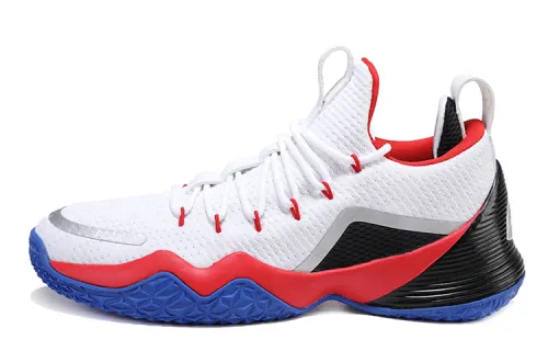 Peak Power Series Comfortable Everyday Practical Shock Absorbing Anti-Slip Wear-Resistant Low-top Basketball Shoes Men's White Red