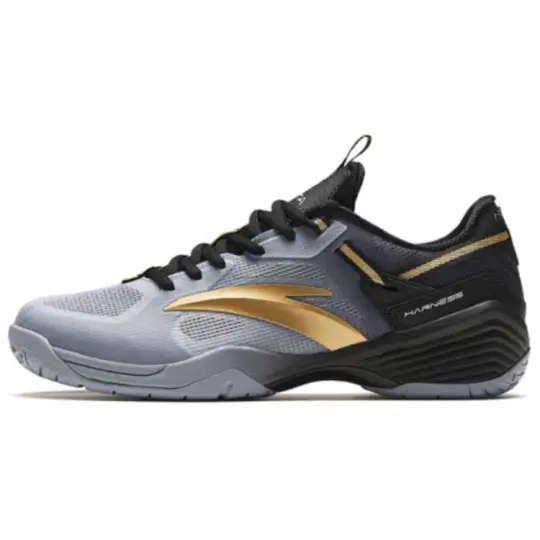 Anta Cushioning Slip Resistant Abrasion Resistant Low top Badminton Shoes Men's Gray Black