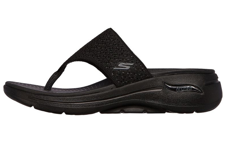 Skechers Go Walk Arch Fit Slip Resistant Slide Slippers Women's Pure Black