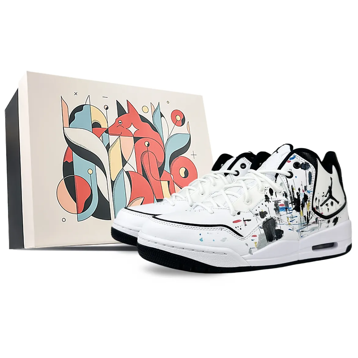 Jordan Courtside 23 Slip Resistant Abrasion Resistant Mid top Vintage Basketball Shoes Men's Black White