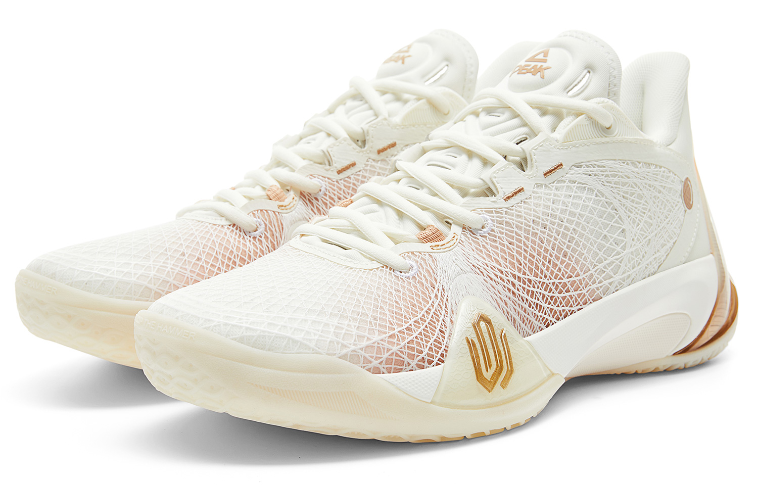 PEAK Wiggins Talent 2 Basketball Shoes Unisex Low Top Super Light White Champagne Gold