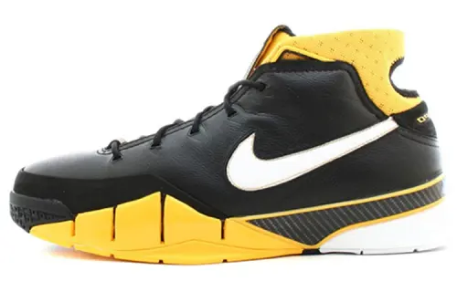 Nike Zoom Kobe 1 Black Maize shock-absorbing and anti-slip mid-top retro basketball shoes men's black and yellow
