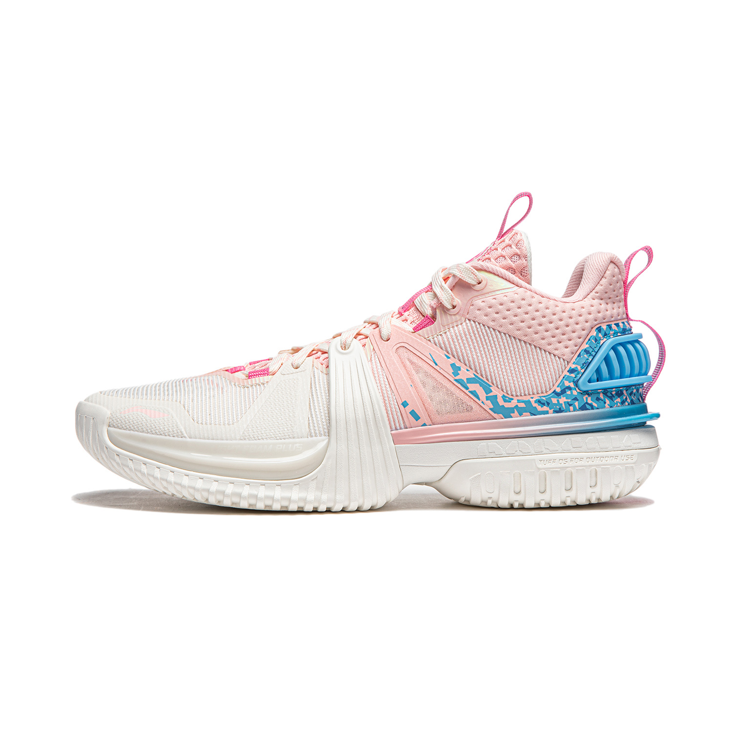 Li Ning Storm 2024 Cushioning Breathable Lightweight Rebound Low top Basketball Shoes Men’s White Pink