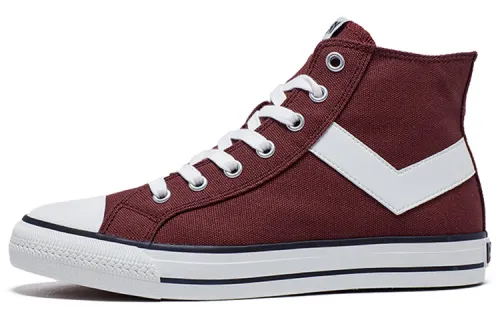 Pony Canvas Shoes Women's High Top Burgundy