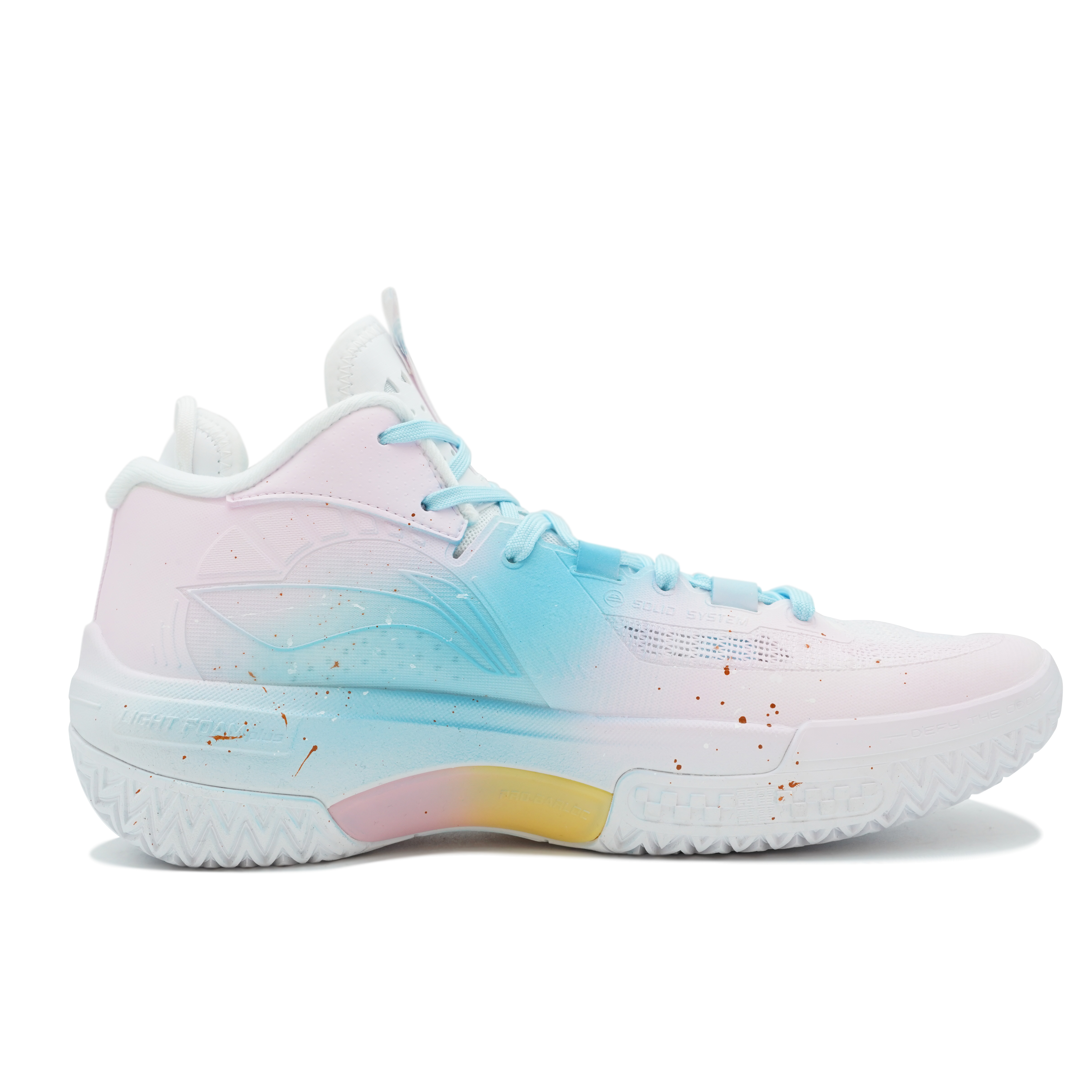 Li Ning Cushioning Slip Resistant Mid top Basketball Shoes Men’s Pink Blue