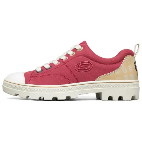 Skechers Street Abrasion Resistant Cushioning Breathable Low top Canvas Shoes Women's Red