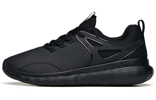 Anta Synthetic Leather, Textile Comfortable Slip Resistant Abrasion Resistant Low top Training Shoes Men's Pure Black