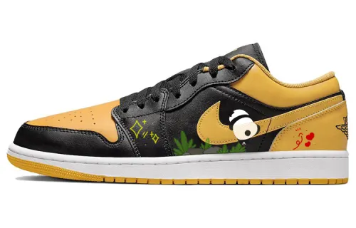 Jordan Air Jordan 1 Abrasion Resistant Slip Resistant Low top Vintage Basketball Shoes Men's Orange Black