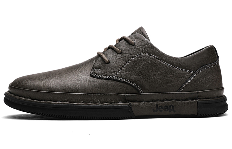 Jeep Casual Leather Shoes Men's Low Top Khaki
