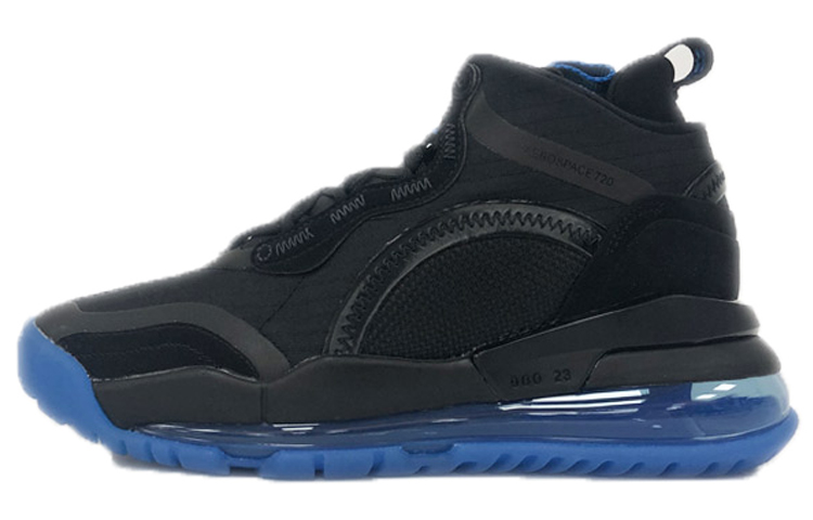 Jordan Aerospace 720 mesh fabric air cushion shock-absorbing and wear-resistant high top retro basketball shoes men's black and blue